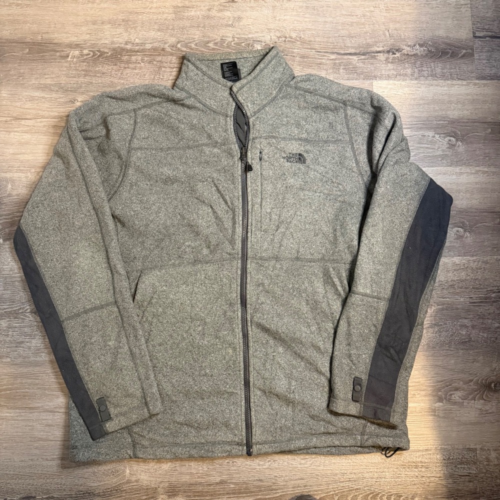 The North Face Gordon Lyons Full Zip Fleece Jacket Mens XL Heather Grey Sweater